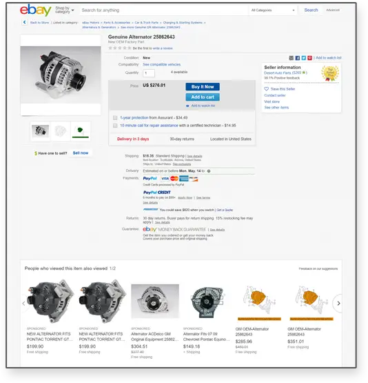Ebay Parts Department